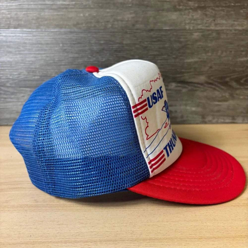 Vintage‎ USAF Hat Cap Snap Back Blue Red Trucker Thunderbirds